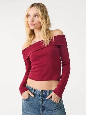 Stradivarius Top z dekoltem odsłaniającym ramiona  Wiśniowy