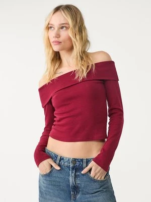 Stradivarius Top z dekoltem odsłaniającym ramiona  Wiśniowy