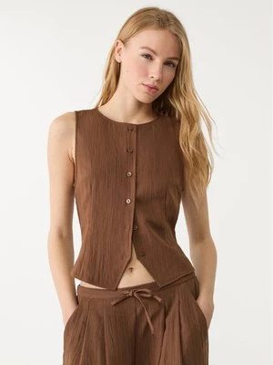 Stradivarius Top z guzikami o fakturze  Brązowy