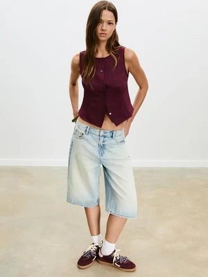 Stradivarius Top z guzikami o fakturze  Fioletowy