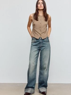 Stradivarius Top z guzikami o fakturze  Jasny wielbłądzi