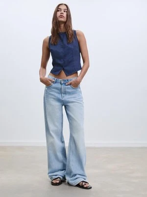 Stradivarius Top z guzikami o fakturze  Morski