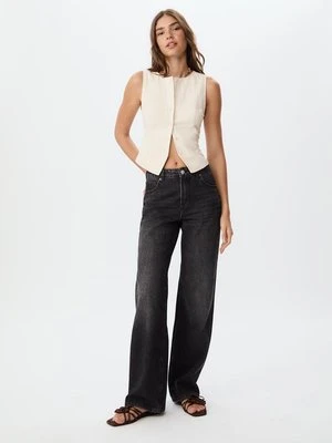 Stradivarius Top z guzikami o fakturze  Szary
