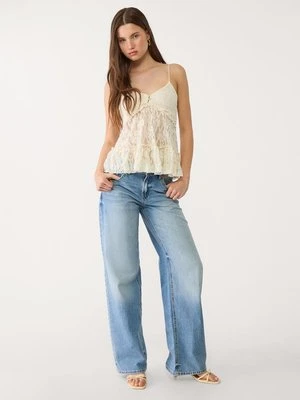 Stradivarius Top z koronki na ramiączkach  Ecru