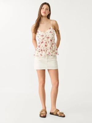 Stradivarius Top z koronki na ramiączkach  Waniliowy