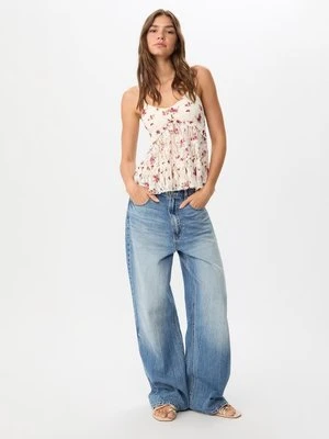 Stradivarius Top z koronki na ramiączkach  Waniliowy