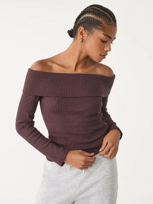 Stradivarius Top z odkrytymi ramionami  Brązowy