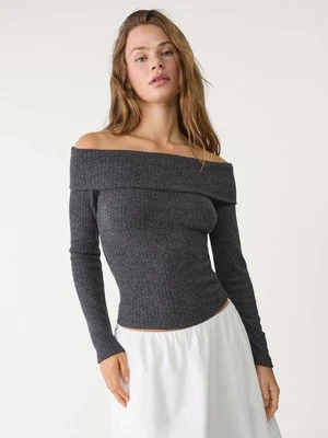 Stradivarius Top z odkrytymi ramionami  Ciemnoszary