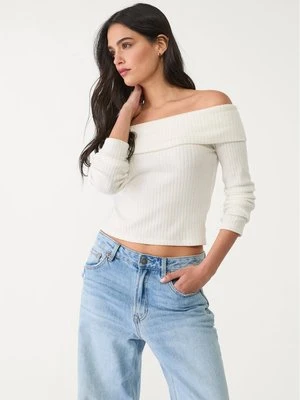 Stradivarius Top z odkrytymi ramionami  Ecru
