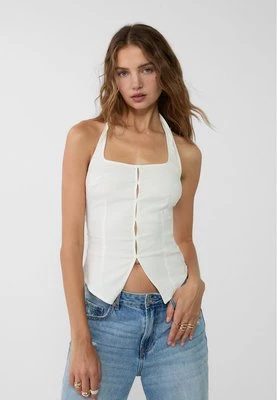 Stradivarius Top z rozcięciem i dekoltem halter  Biały