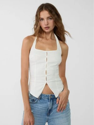 Stradivarius Top z rozcięciem i dekoltem halter  Biały