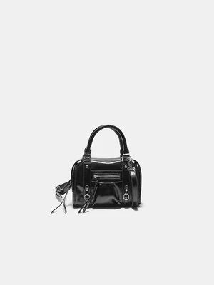 Stradivarius Torba bowling na ramię z zamkiem błyskawicznym  Czarny