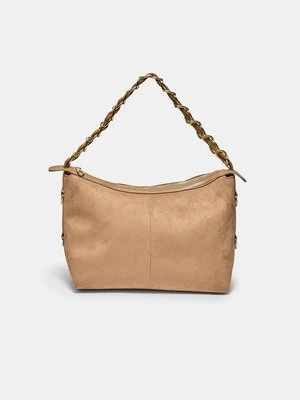 Stradivarius Torba na ramię z detalami łańcucha  Beżowy