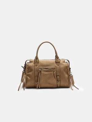 Stradivarius Torba maxi z kieszeniami  Karmelowy