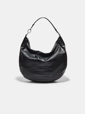 Stradivarius Torba na ramię hobo w krokodyli wzór  Czarny