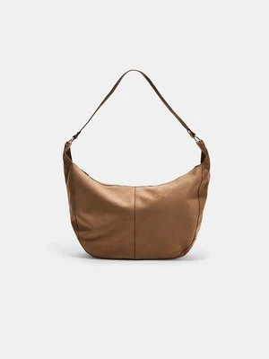 Stradivarius Torba na ramię maxi z efektem zamszu  Beżowy