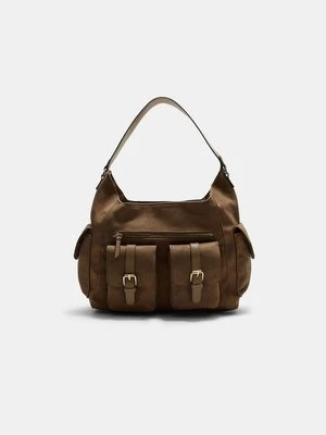 Stradivarius Torba na ramię maxi z kieszeniami  Beżowy