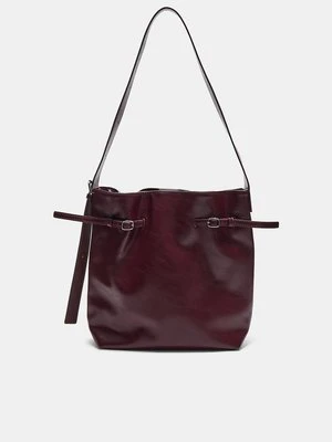 Stradivarius Torba na ramię z detalami sprzączek  Wiśniowy