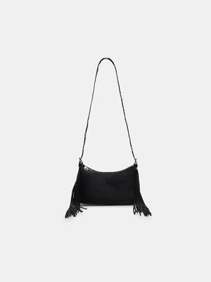 Stradivarius Torba na ramię z frędzlami  Czarny