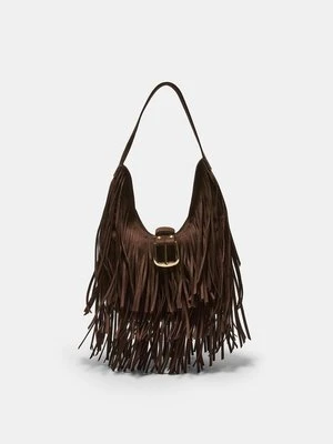 Stradivarius Torba na ramię z frędzlami i klamrą  Brązowy