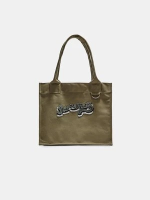 Stradivarius Torba na ramię z haftowanego płótna  Khaki