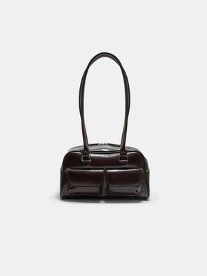 Stradivarius Torba na ramię z kieszeniami i długim paskiem  Brązowy
