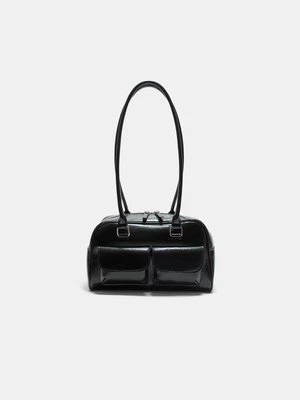 Stradivarius Torba na ramię z kieszeniami i długim uchwytem  Czarny