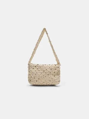 Stradivarius Torba na ramię z koralikami szydełkowymi  Ecru