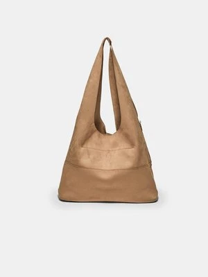 Stradivarius Torba na ramię z miękkiego materiału z zamkami błyskawicznymi  Karmelowy