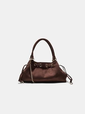 Stradivarius Torba na ramię z oczkami  Brązowy