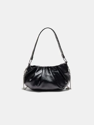 Stradivarius Torba na ramię z plisami i ozdobnym uchwytem  Czarny