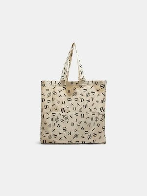 Stradivarius Torba na zakupy z literami  Ecru