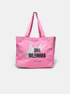 Stradivarius Torba shopper One Dilemma  Pastelowy róż