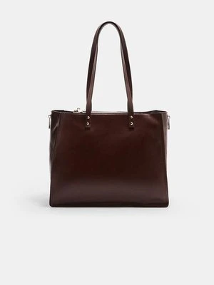 Stradivarius Torba shopper z bocznym zamkiem błyskawicznym  Brązowy