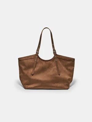 Stradivarius Torba shopper z detalami mini sprzączek  Terakota