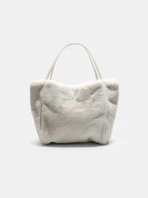 Stradivarius Torba shopper z futrem  Ecru