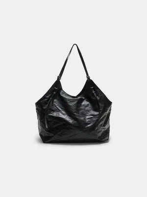 Stradivarius Torba shopper z kółkami  Czarny