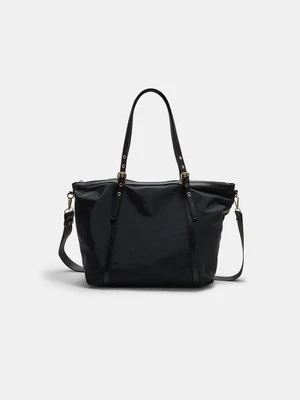 Stradivarius Torba shopper z połączeniem materiałów  Czarny