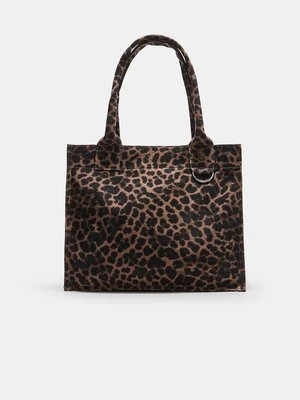 Stradivarius Torba shopper z tkaniny we wzory  Brązowy