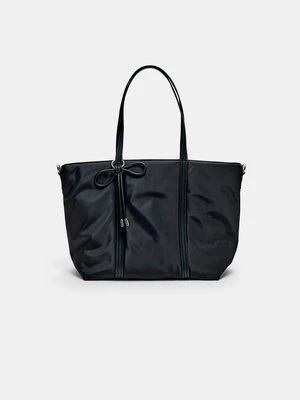 Stradivarius Torba shopper z tkaniny ze wzorem węzła  Czarny
