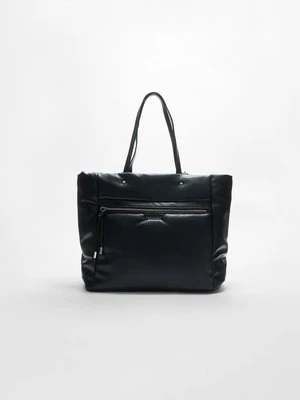 Stradivarius Torba shopper ze sztucznej skóry z suwakiem  Czarny