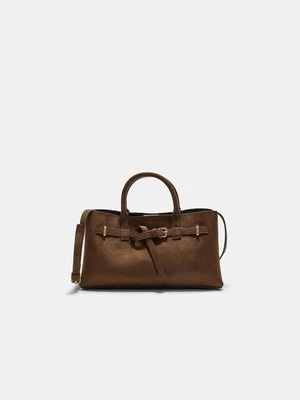 Stradivarius Torba tote z paskiem ze sztucznego zamszu  Terakota