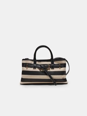 Stradivarius Torba tote z płótna  Czarny