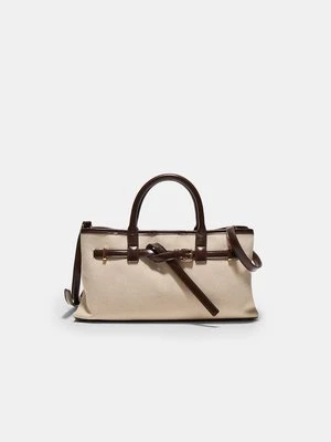 Stradivarius Torba tote z płótna  Ecru