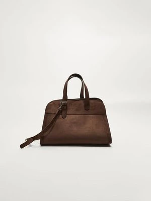 Stradivarius Torba tote ze sztucznego zamszu  Brązowy