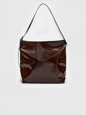 Stradivarius Torba typu bucket ze sztucznej skóry  Brązowy