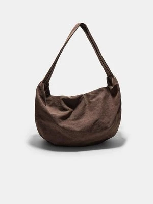 Stradivarius Torba z pranej bawełny  Brązowy