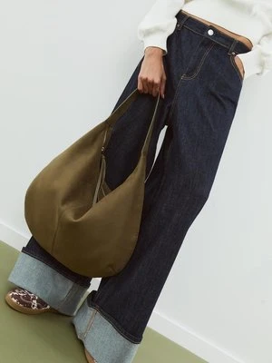 Stradivarius Torebka księżycowa ze sztucznego zamszu  Khaki