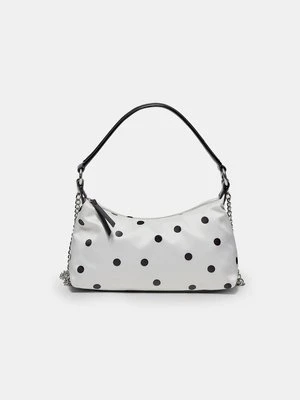 Stradivarius Torebka listonoszka księżyc w grochy  Biały