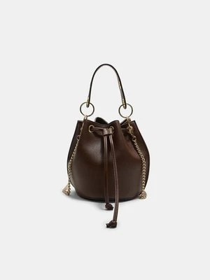 Stradivarius Torebka listonoszka typu bucket z oczkami  Brązowy